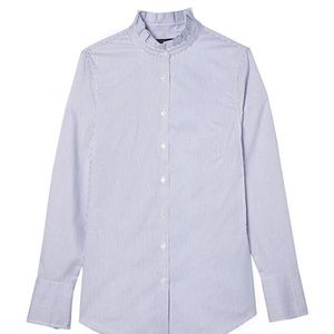 BR Riley Tailored-Fit Stripe Ruffle-Collar Shirt